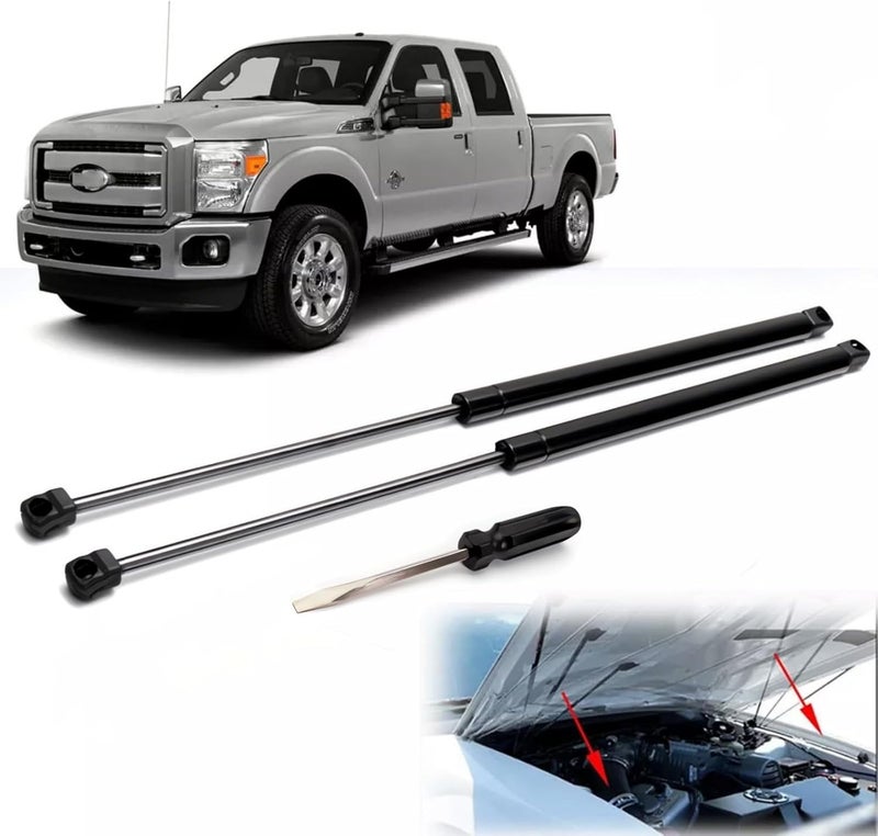 JSTEE Front Hood Lift Shock Strut Support Arms Compatible with 2017-2022 Ford F250 F350 Super Duty, Replace#4B965360 4B-965360 HC3Z16C826A HC3Z-16C826-A PM3986,with Screwdriver for Install - Image 1